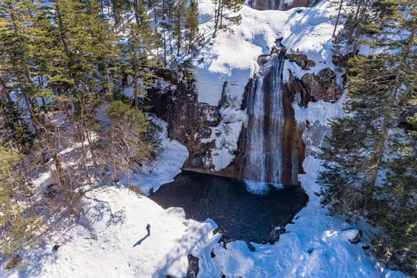 Pont d'espagne, drone en hiver